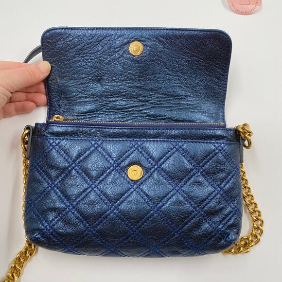Marc Jacobs Small Single Crossbody Bag Quilted Metallic Midnight Blue Y2K Mini - Picture 13 of 14